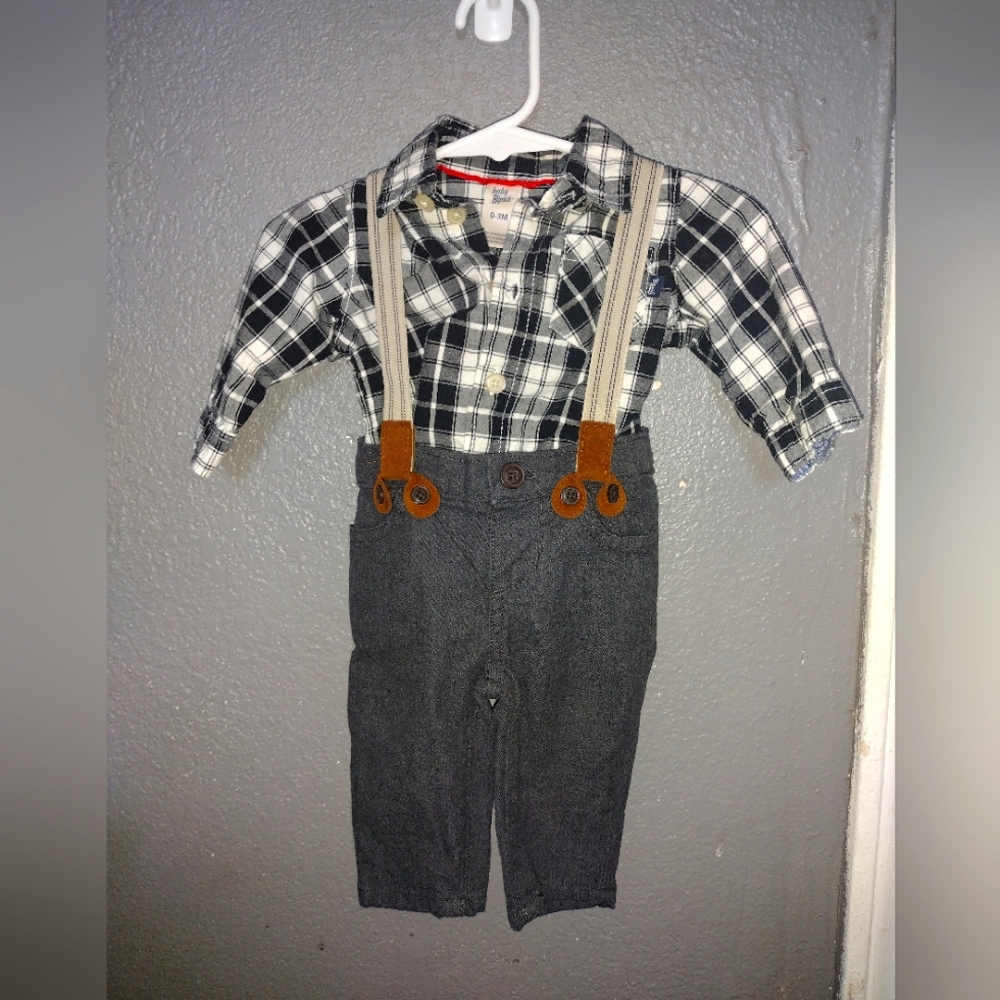Plaid Shirt and Suspender Pants Set for Kids